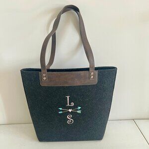 Thirty-One Felt Shopper Tote in Brushed Graphite  